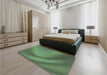 Patterned Medium Forest Green Rug in a Bedroom, pat1212lblu