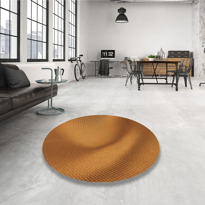Round Patterned Neon Orange Rug in a Office, pat1212org
