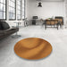 Round Patterned Neon Orange Rug in a Office, pat1212org