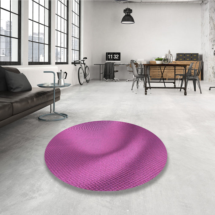 Round Patterned Medium Violet Red Pink Rug in a Office, pat1212pur