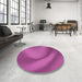 Round Patterned Medium Violet Red Pink Rug in a Office, pat1212pur