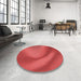 Round Patterned Red Rug in a Office, pat1212rd