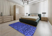 Patterned Blue Rug in a Bedroom, pat1213blu