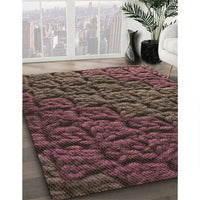 Patterned Dark Gold Brown Rug, pat1213brn