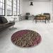 Round Patterned Dark Gold Brown Rug in a Office, pat1213brn