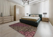 Patterned Dark Gold Brown Rug in a Bedroom, pat1213brn