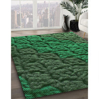 Patterned Dark Forest Green Rug, pat1213grn