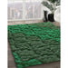 Patterned Dark Forest Green Rug in Family Room, pat1213grn