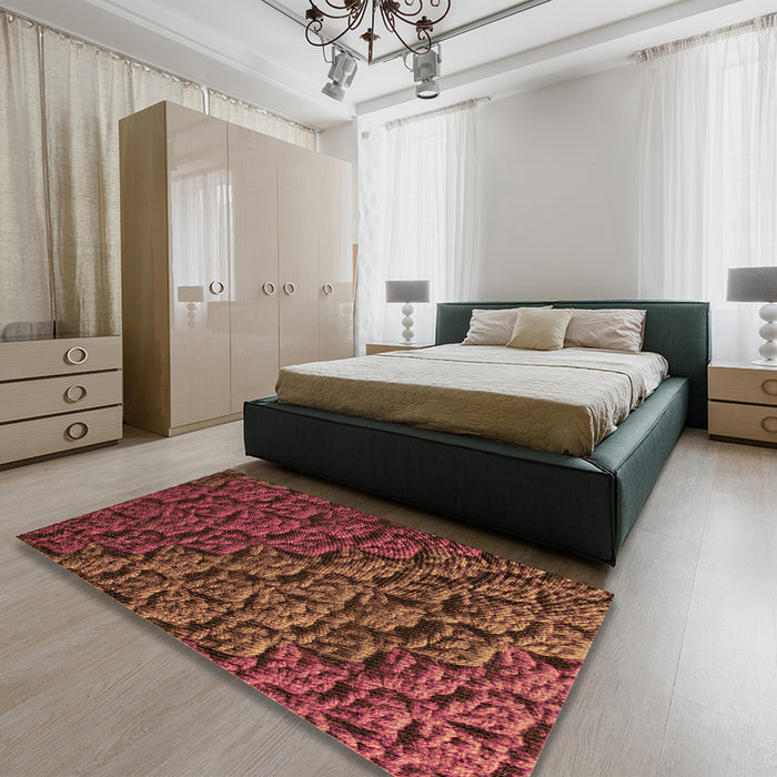 Patterned Red Rug in a Bedroom, pat1213org