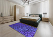 Patterned Cobalt Blue Rug in a Bedroom, pat1213pur