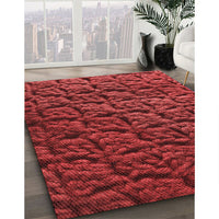 Patterned Cranberry Red Rug, pat1213rd