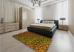 Patterned Dark Bisque Brown Rug in a Bedroom, pat1213yw