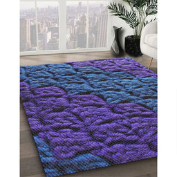 Machine Washable Transitional Blue Lotus Blue Rug in a Family Room, wshpat1213