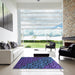 Square Patterned Blue Lotus Blue Novelty Rug in a Living Room, pat1213