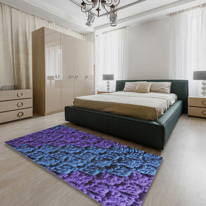 Patterned Blue Lotus Blue Novelty Rug in a Bedroom, pat1213