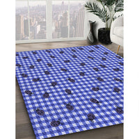 Patterned Denim Blue Rug, pat1214blu