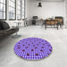 Round Patterned Amethyst Purple Rug in a Office, pat1214pur