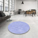 Round Patterned Sky Blue Rug in a Office, pat1215blu