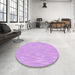 Round Patterned Purple Rug in a Office, pat1215pur