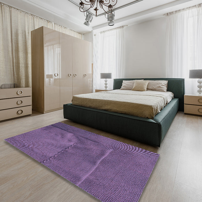 Patterned Medium Purple Rug in a Bedroom, pat1216blu