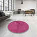 Round Patterned Neon Pink Rug in a Office, pat1216pur