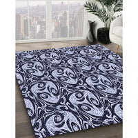 Patterned Night Blue Rug, pat1217blu