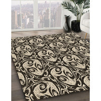 Patterned Midnight Gray Rug, pat1217brn