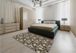 Patterned Midnight Gray Rug in a Bedroom, pat1217brn