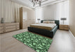 Patterned Pastel Green Rug in a Bedroom, pat1217grn