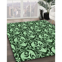 Patterned Pastel Green Rug, pat1217grn