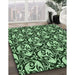 Patterned Pastel Green Rug in Family Room, pat1217grn