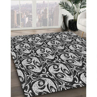 Patterned Charcoal Black Rug, pat1217gry