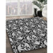 Patterned Charcoal Black Rug in Family Room, pat1217gry