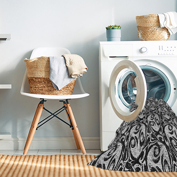 Machine Washable Transitional Charcoal Black Rug in a Washing Machine, wshpat1217gry