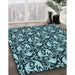 Machine Washable Transitional Deep Teal Green Rug in a Family Room, wshpat1217lblu