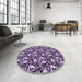 Round Patterned Dark Purple Rug in a Office, pat1217pur