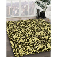 Patterned Midnight Gray Rug, pat1217yw