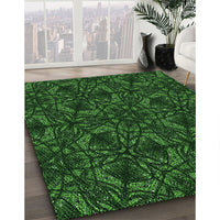 Patterned Black Rug, pat1218grn