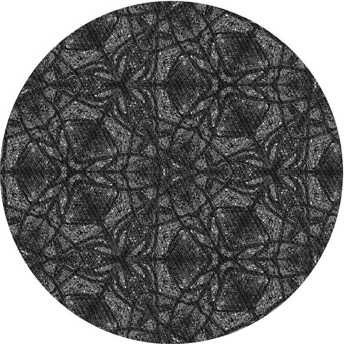 Square Patterned Midnight Gray Rug, pat1218gry
