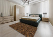 Patterned Black Brown Rug in a Bedroom, pat1218org