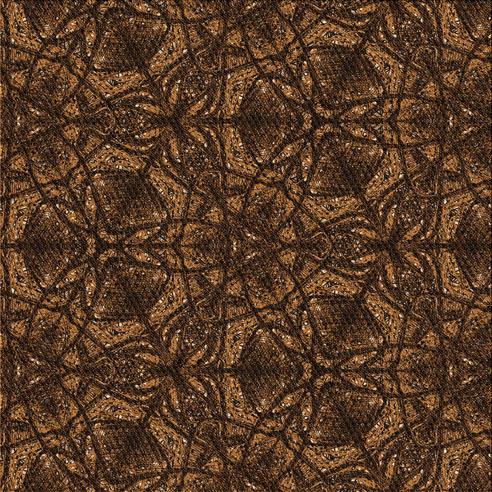 Round Patterned Black Brown Rug, pat1218org