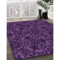 Patterned Dark Orchid Purple Rug, pat1218pur