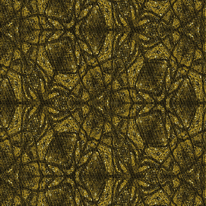Patterned Dark Yellow Green Rug, pat1218yw