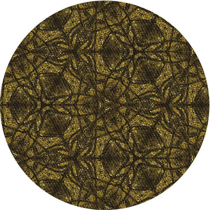 Square Machine Washable Transitional Dark Yellow Green Rug in a Living Room, wshpat1218yw