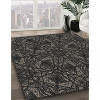 Patterned Black Novelty Rug, pat1218