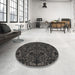 Round Patterned Black Novelty Rug in a Office, pat1218