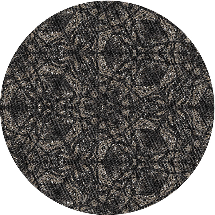 Square Machine Washable Transitional Black Rug, wshpat1218
