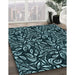 Machine Washable Transitional Deep Teal Green Rug in a Family Room, wshpat1219lblu