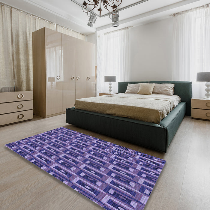 Patterned Purple Rug in a Bedroom, pat122blu