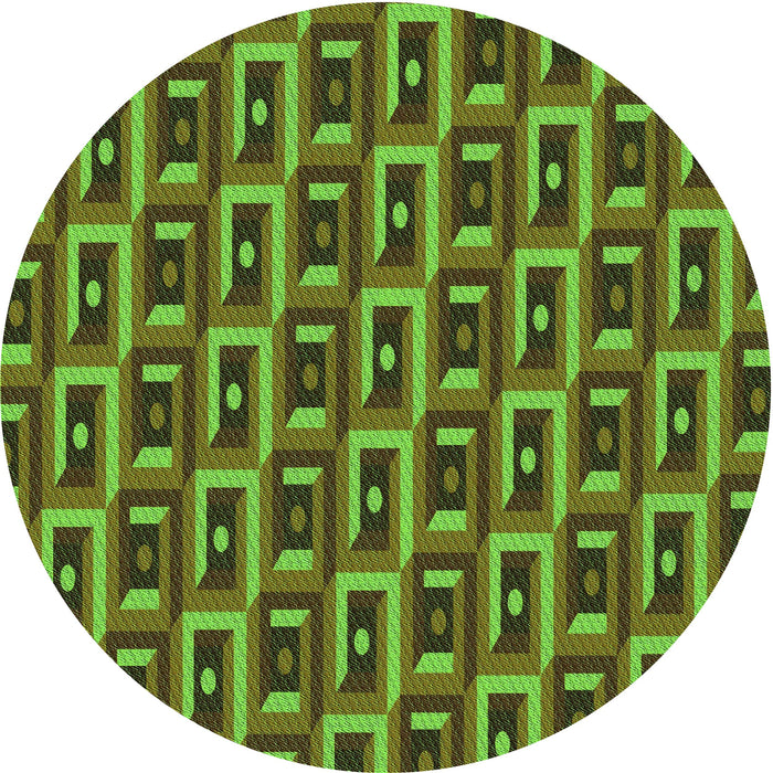 Square Patterned Milk Chocolate Brown Rug, pat122grn